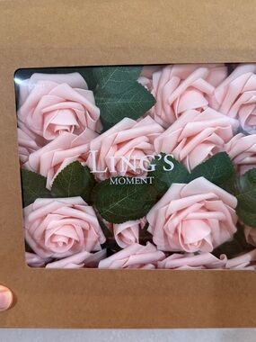 Ling's Moment Beautiful Soft Pink Faux Rose Wired Stems. Wedding Decor